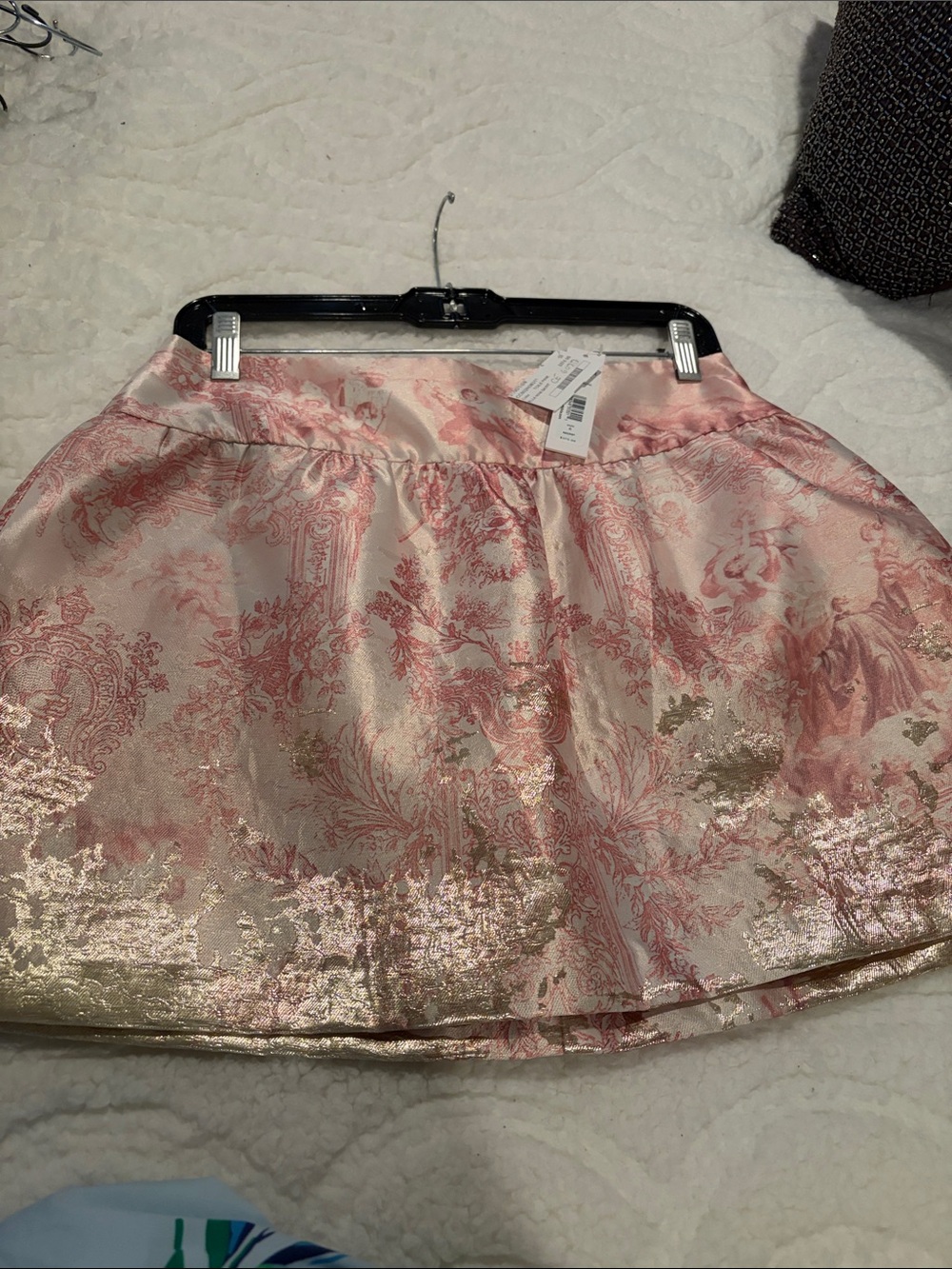 Alice + Olivia Pink and Gold Floral Brocade Skirt